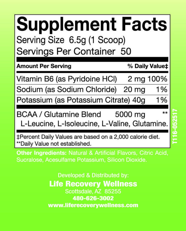 BCAA Supplement Label